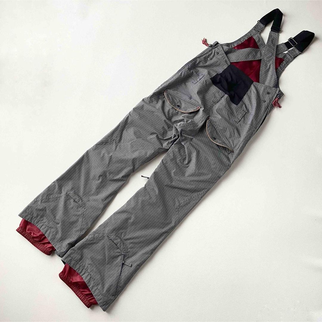 5463【美品】バートン ビブパンツ ストライプ ヒッコリー ポーチ付き