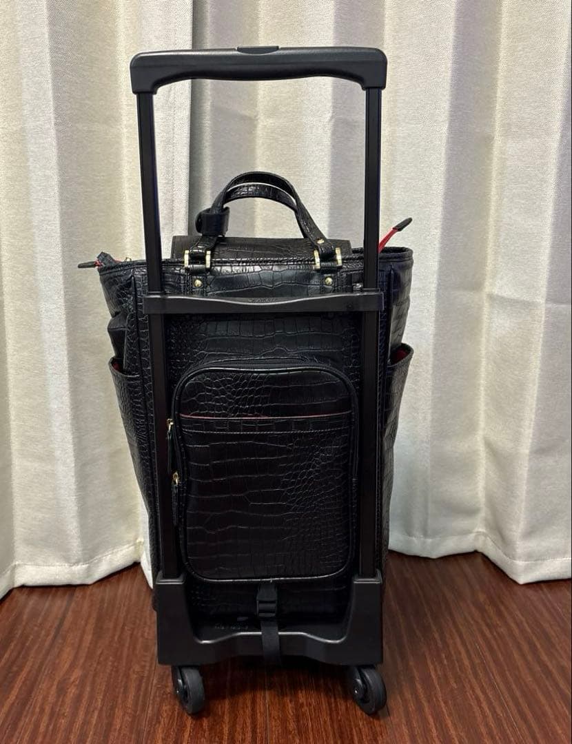 美品】SWANY スワニー クロコ型押しトートキャリーバッグ (黒) Lサイズ