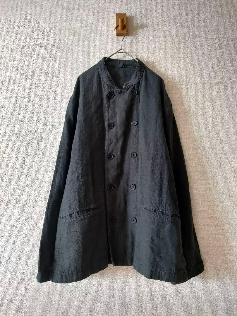 02231-0001 LINASリネンキャンバスクックジャケット ブラックリネン・LINASリネンキャンバスクックジャケット | 梅田店