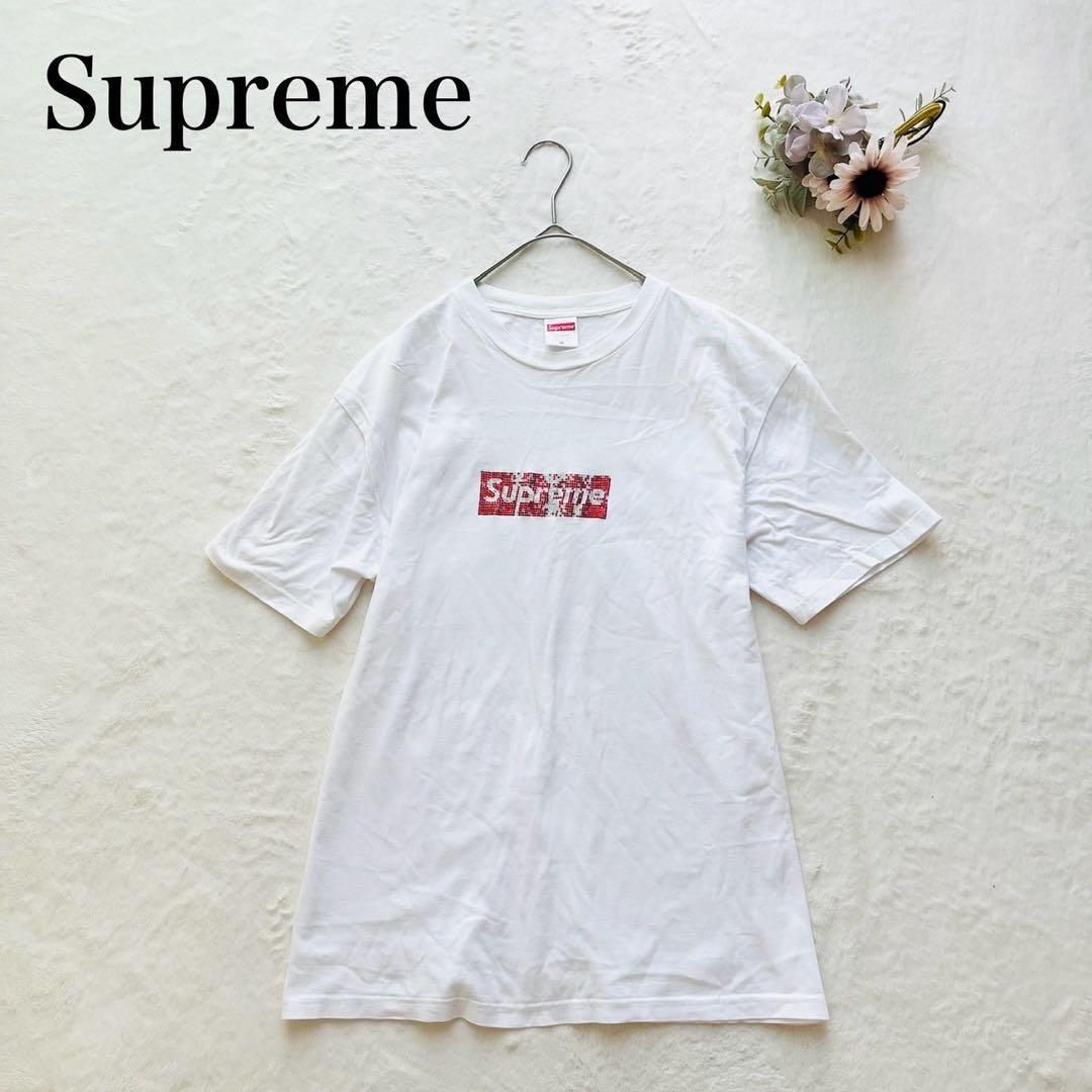 シュプリーム × スワロフスキー ボックスロゴ Tシャツ 2019春夏 M 半袖 Supreme Swarovski Box Logo Tee - ボックスロゴ スワロ Tシャツ