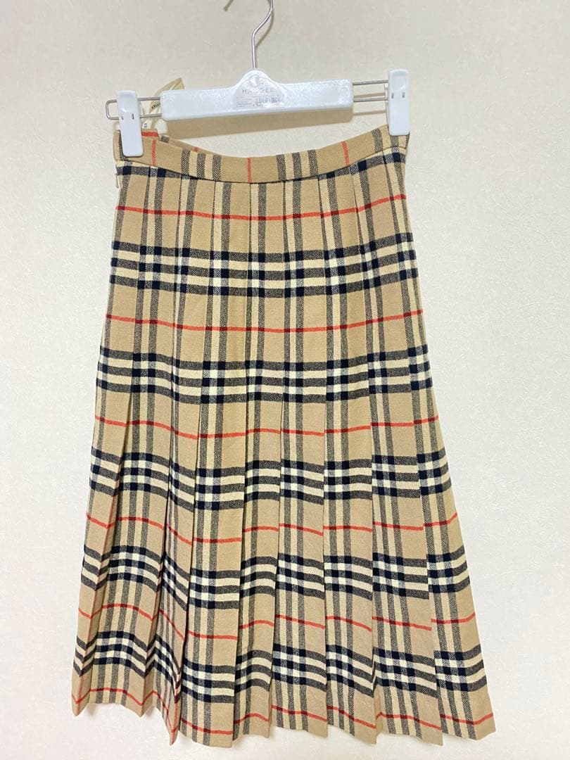 バーバリーズ スカート 膝丈 ヴィンテージ プリーツ ウール100 ノバ