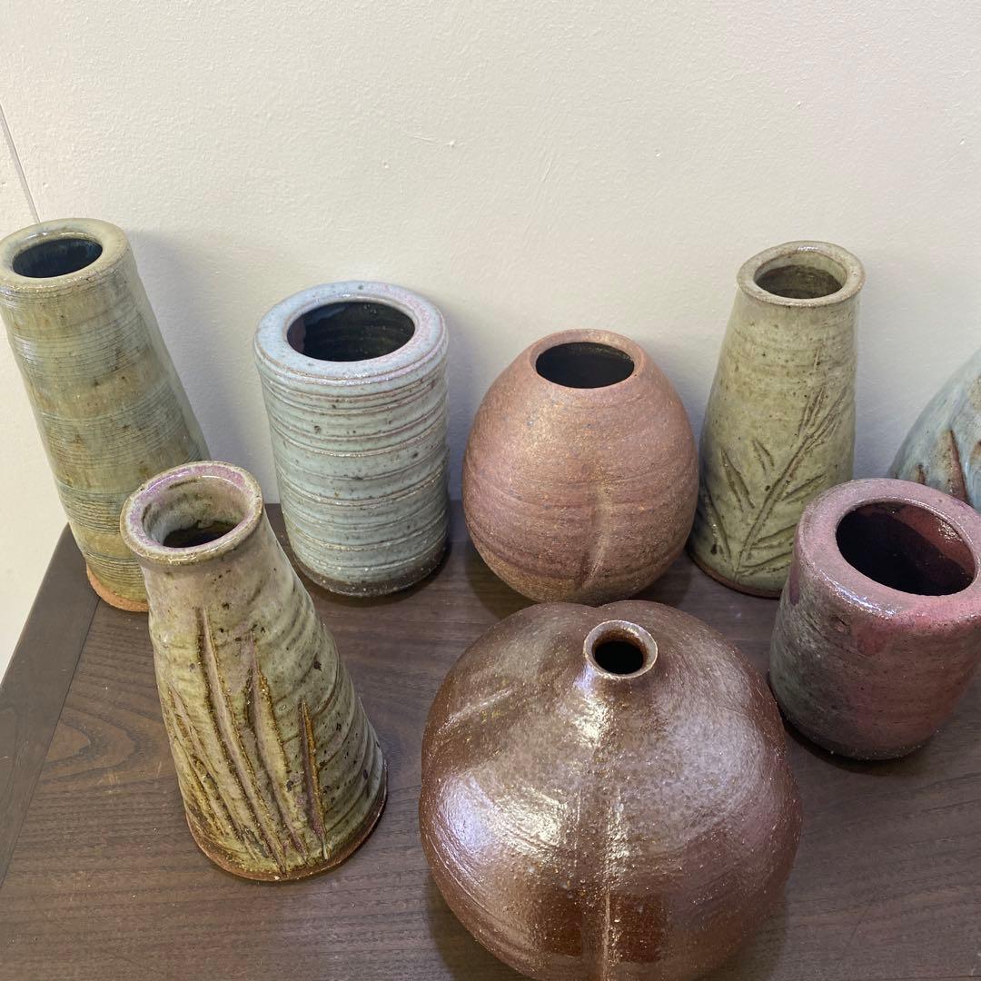 上野焼 花瓶 一輪差し 日本工芸会正会員、「高鶴淳一」氏作品 9点