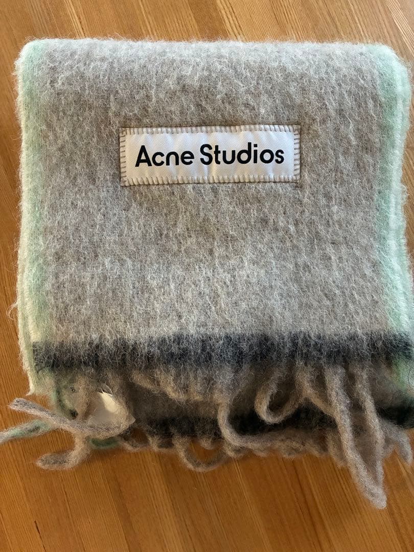 acne studiosウールモヘアスカーフ Acne Studios - ウールモヘアスカーフ - ナロー - ベージュ/グレー