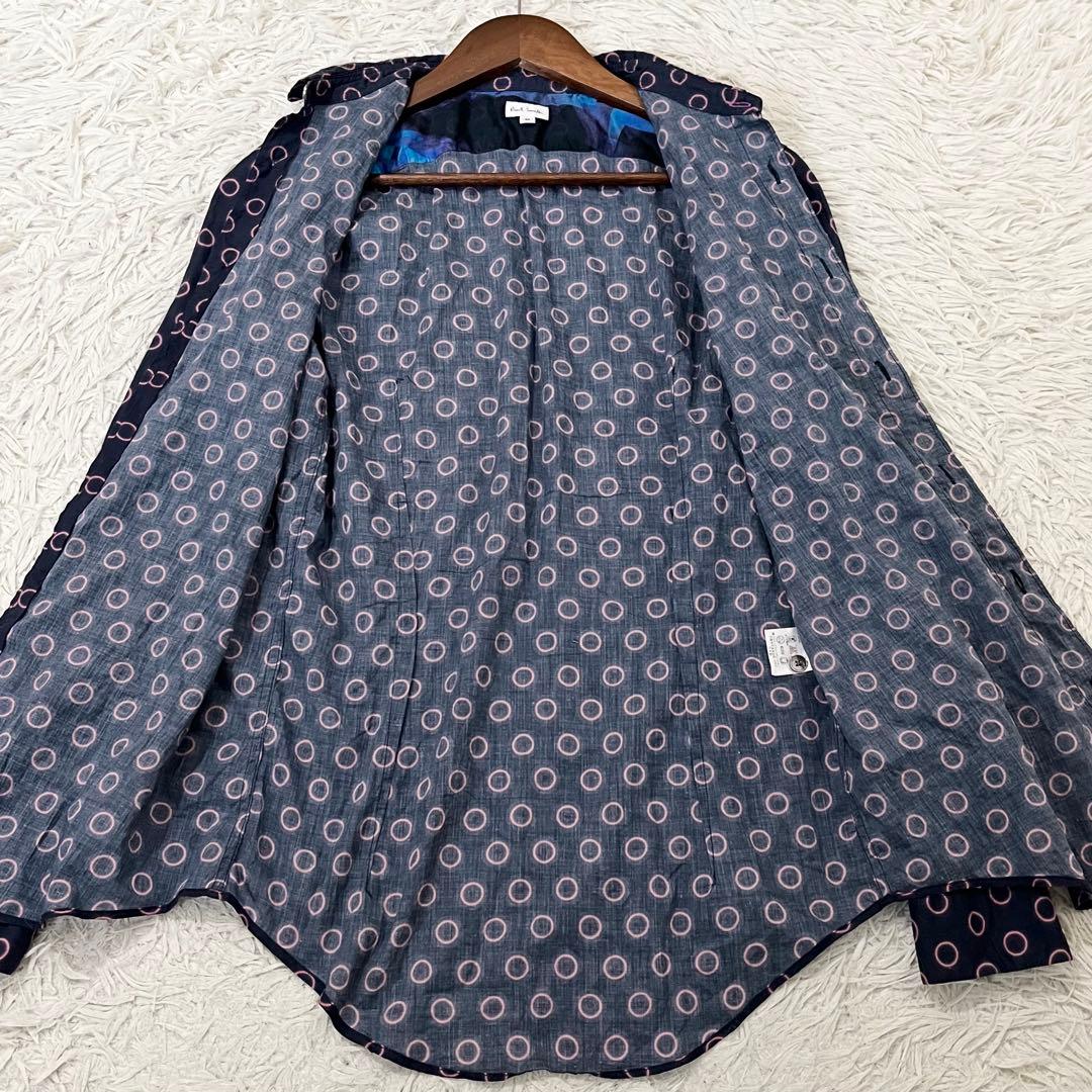 ✨美品✨ポールスミス 長袖シャツ 総柄 ドット ボタン ネイビー M