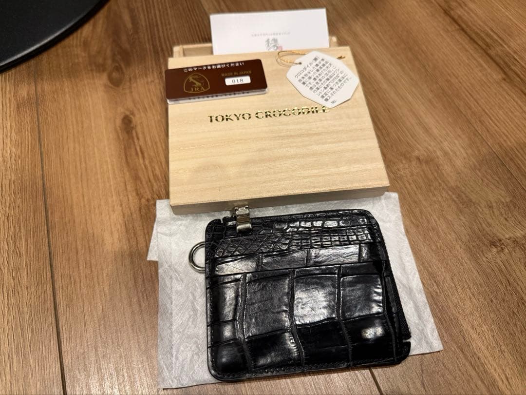 専用【新品同様】クロコダイル　ミニウォレット　ケース　ブラック CPウォレット クロコダイル ミニ財布 ミニウォレット コンパクト