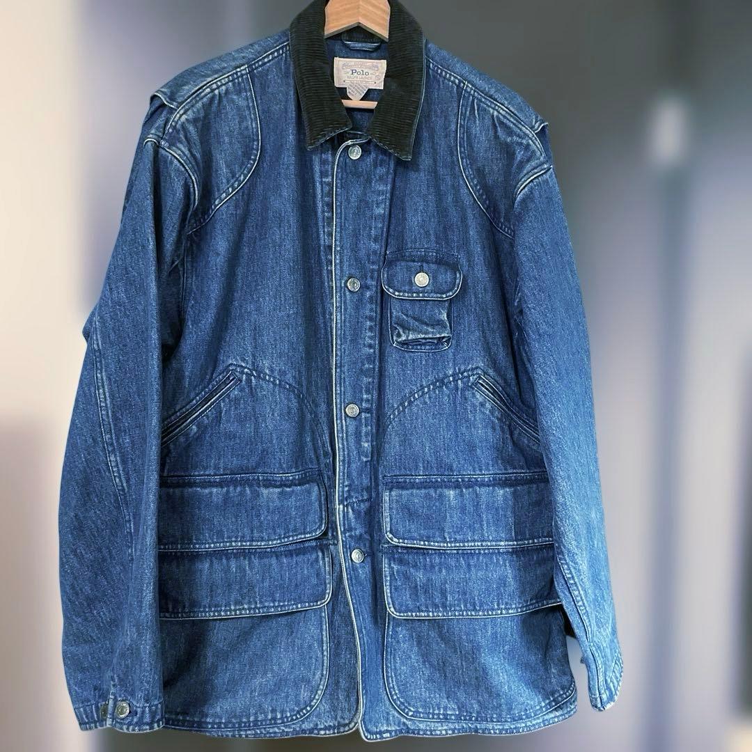 VINTAGE ポロ ラルフローレン デニム ハンティングジャケット - メルカリ