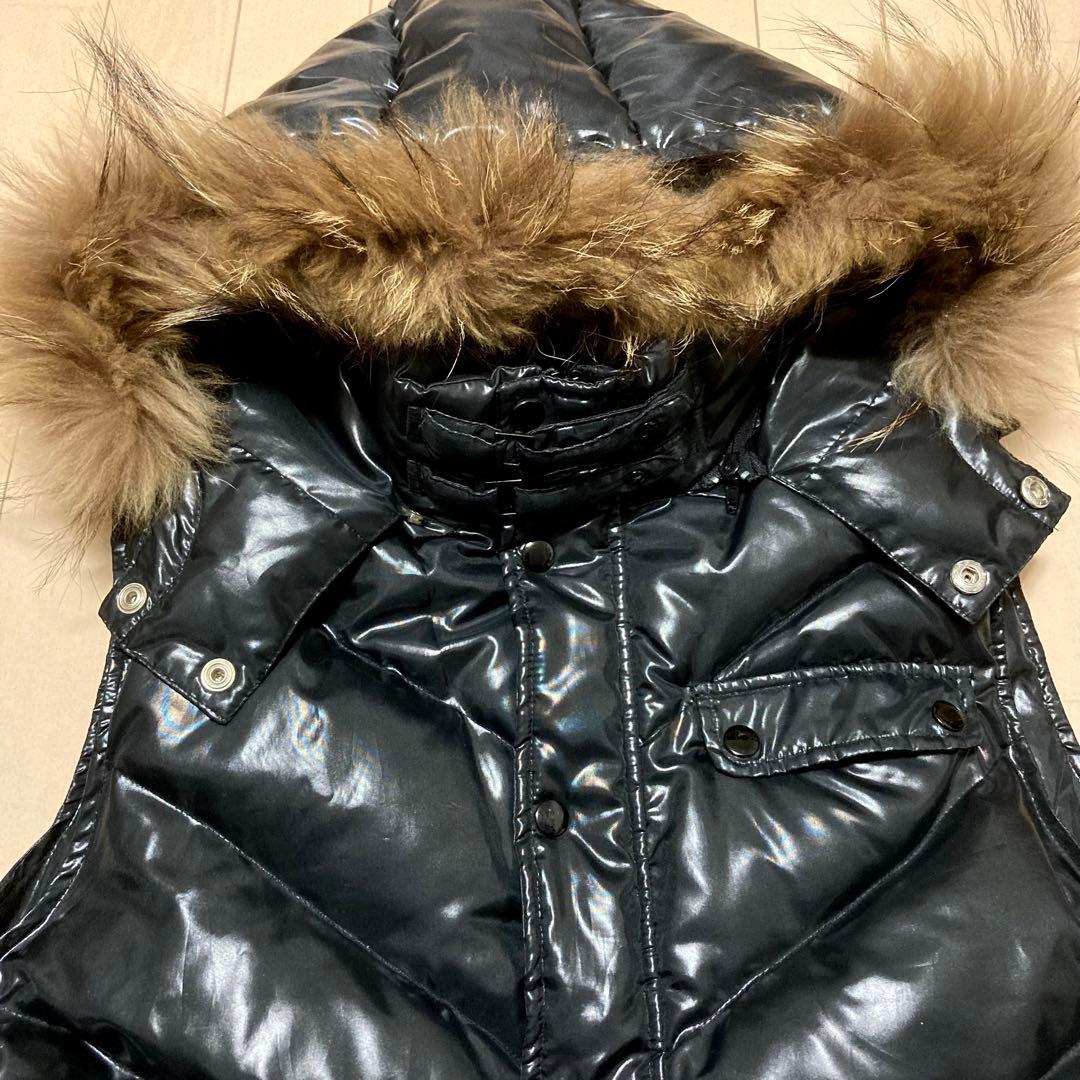 y2k ファー ダウンベスト 黒 XL 美品 - メルカリ
