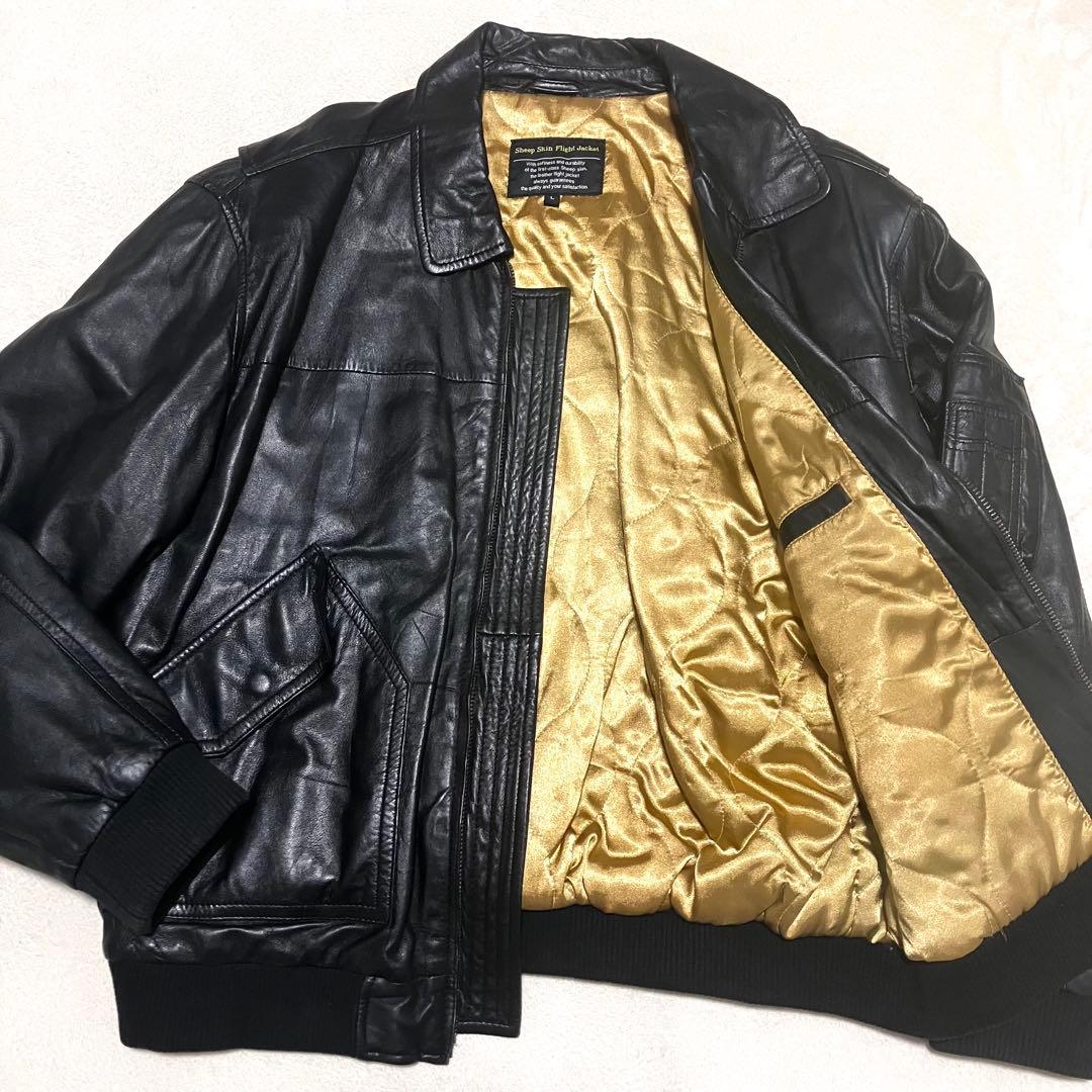 90's CWU-45P 羊革 フライトジャケット 黒 裏地金 グレンフィールド