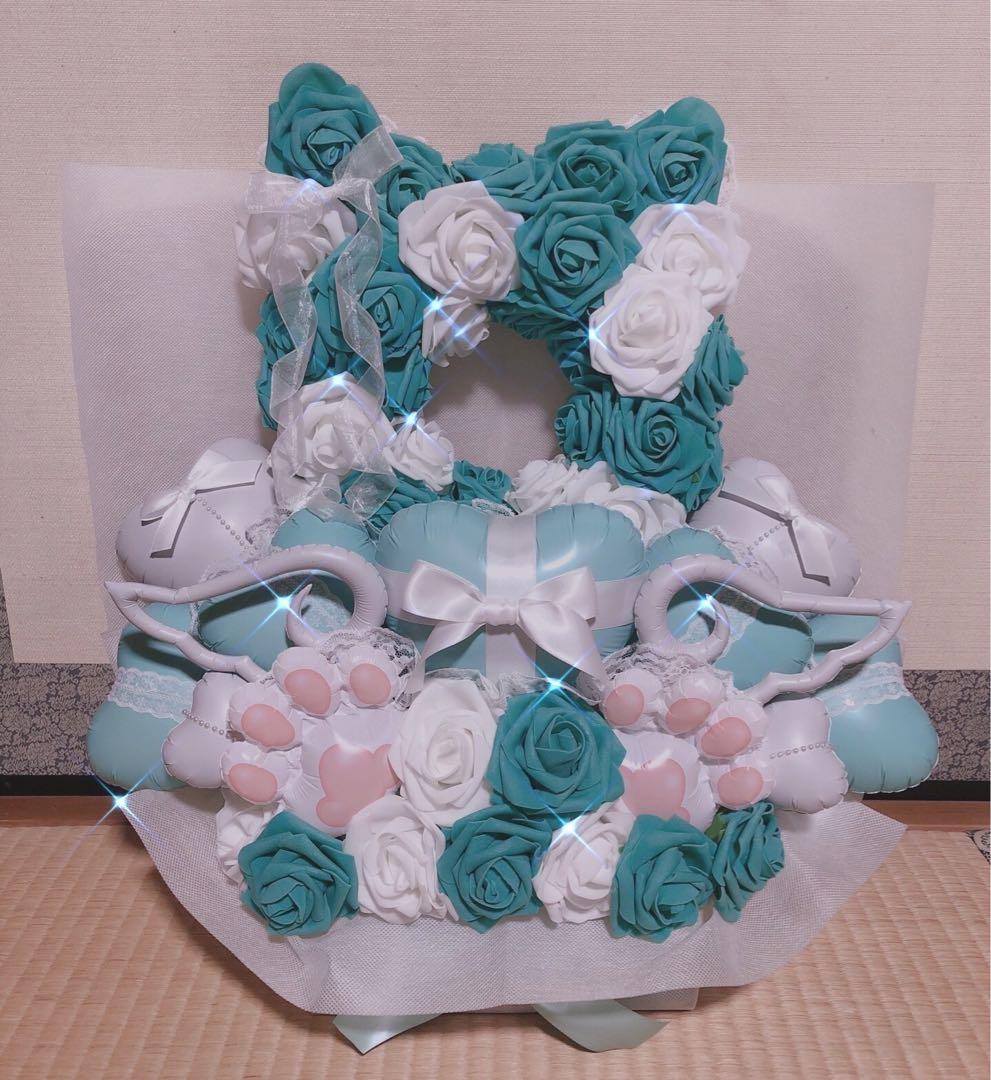 ゆき❄️　猫　フラワーアレンジ バルーンギフト　フラスタ　卓フラ ゆき❄️ 猫 フラワーアレンジ バルーンギフト フラスタ 卓フラ