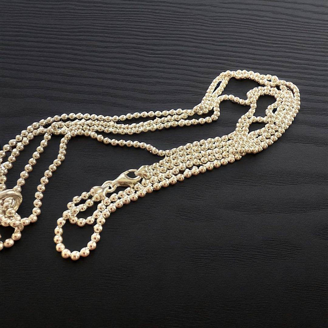 《極美品》グッチ ネックレス ダブルボール チェーン プレート シルバー 925