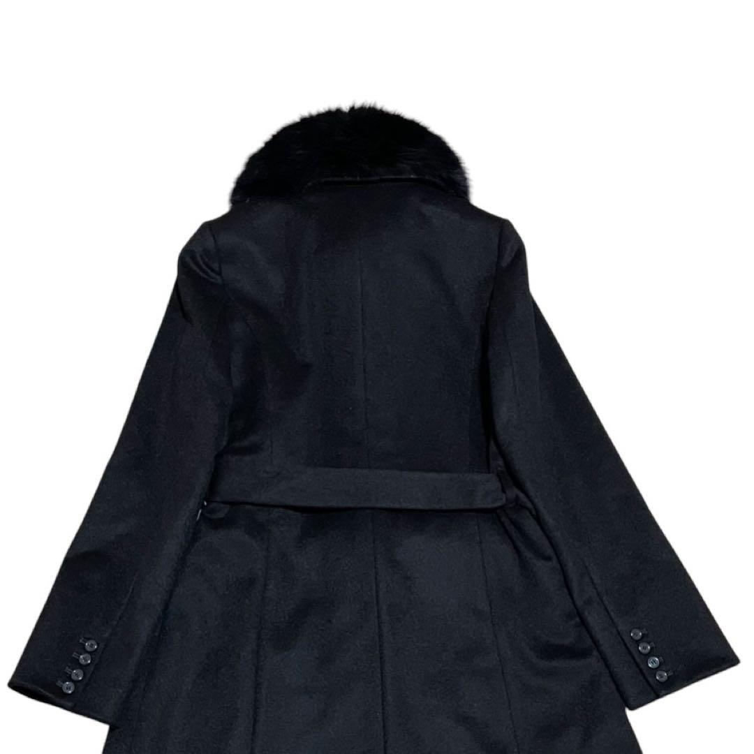 新品 元町ゼラール カシミヤ100% フォックスファー付き 比翼 ロング