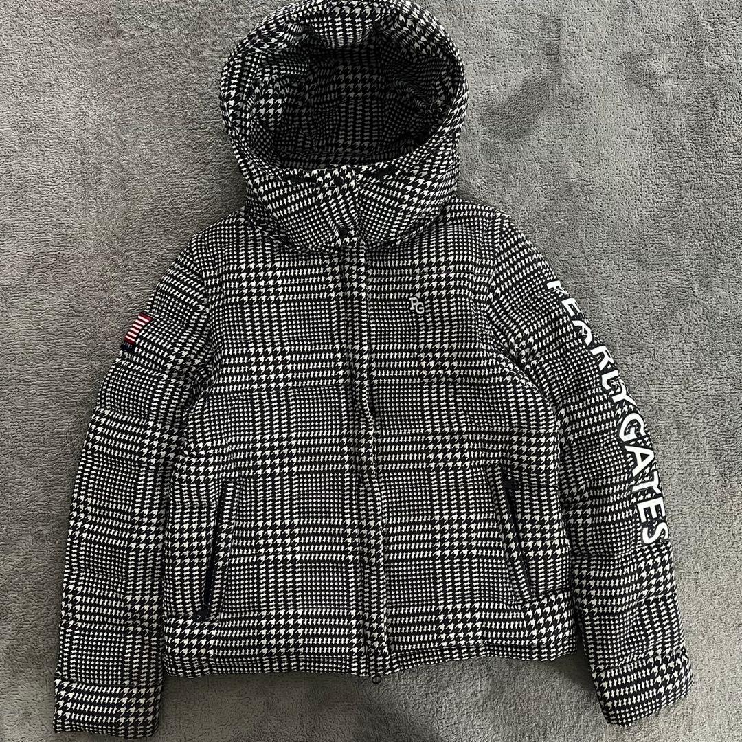 パーリーゲイツ ダウンジャケット 2way 千鳥柄 中綿 レディース M