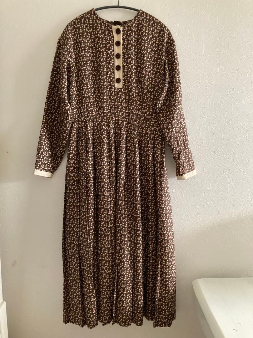 80'S DCブランド ストリートオルガン 小花柄ロングワンピース ピンク