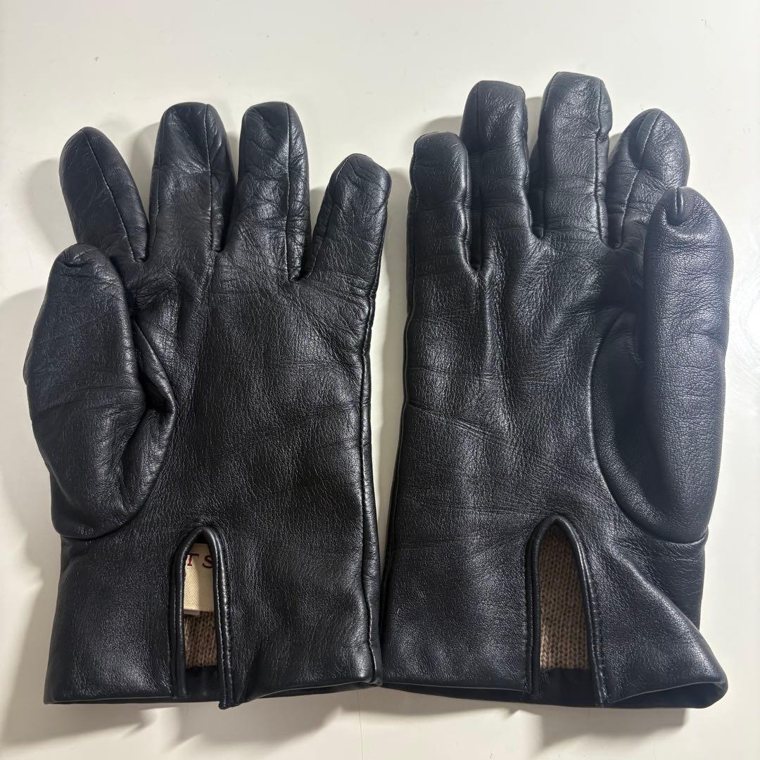 DENTS カシミアライナーレザーグローブ ブラック サイズ7.5 羊革 DENTS