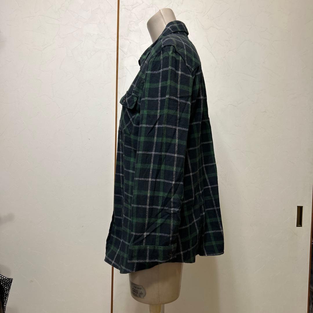 グリーン・ネイビー チェック 長袖シャツ ネルシャツ風 - メルカリ
