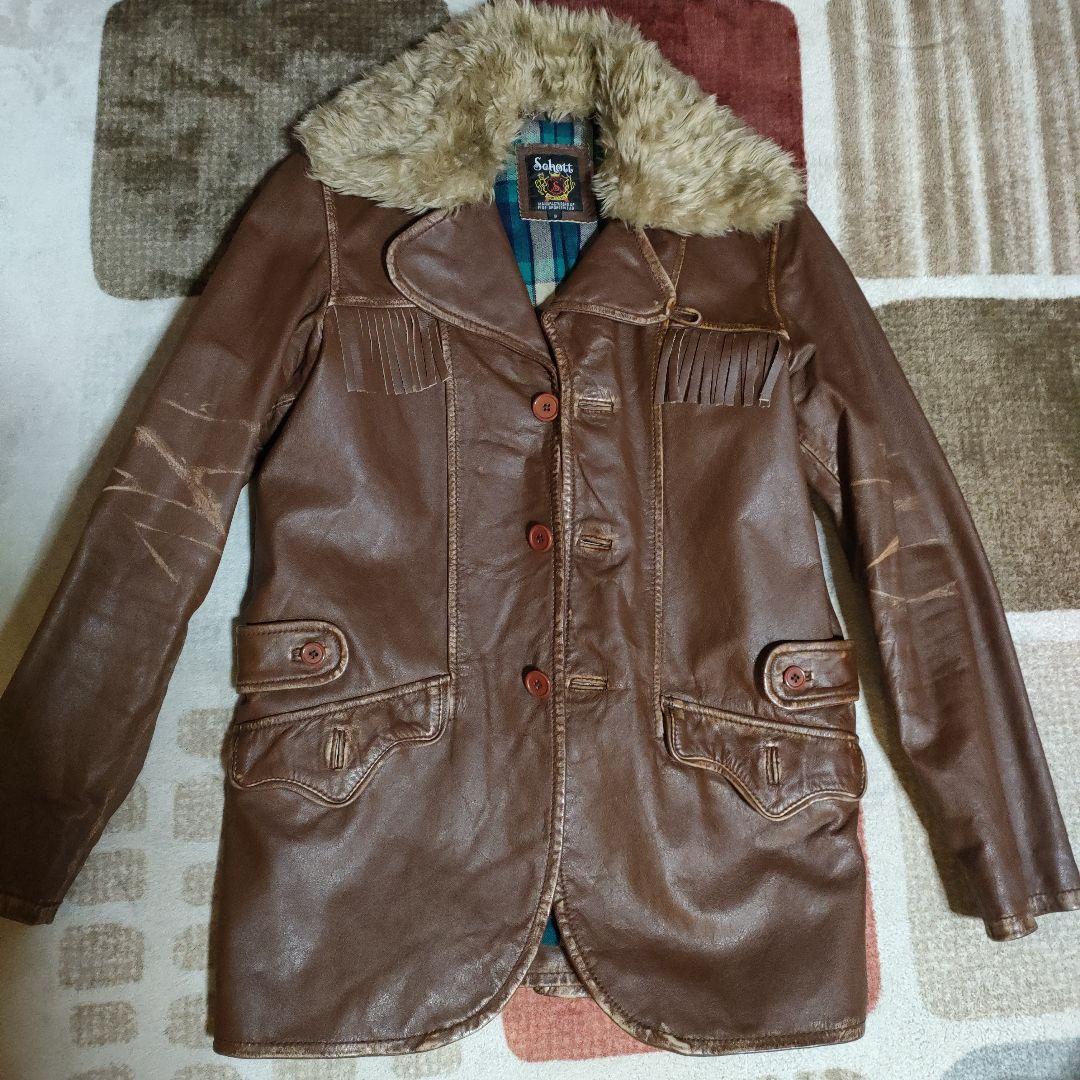 レアSchottボア襟現行タグ フリンジジャケットダメージ加工、交換可 楽天市場】schott 襟ボア（メンズファッション）の通販
