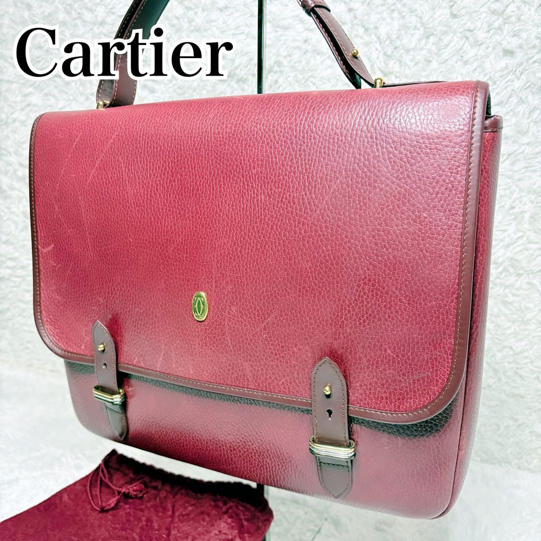 美品 must de Cartier マストライン ビジネスバッグ ボルドー - メルカリ