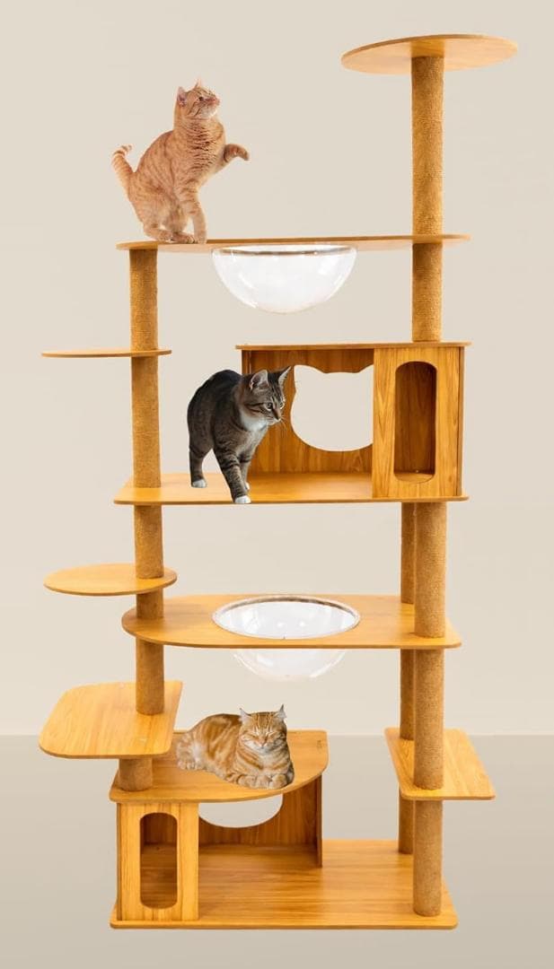 新品】キャットタワー 178cm 木製 高さ調整可能 - メルカリ