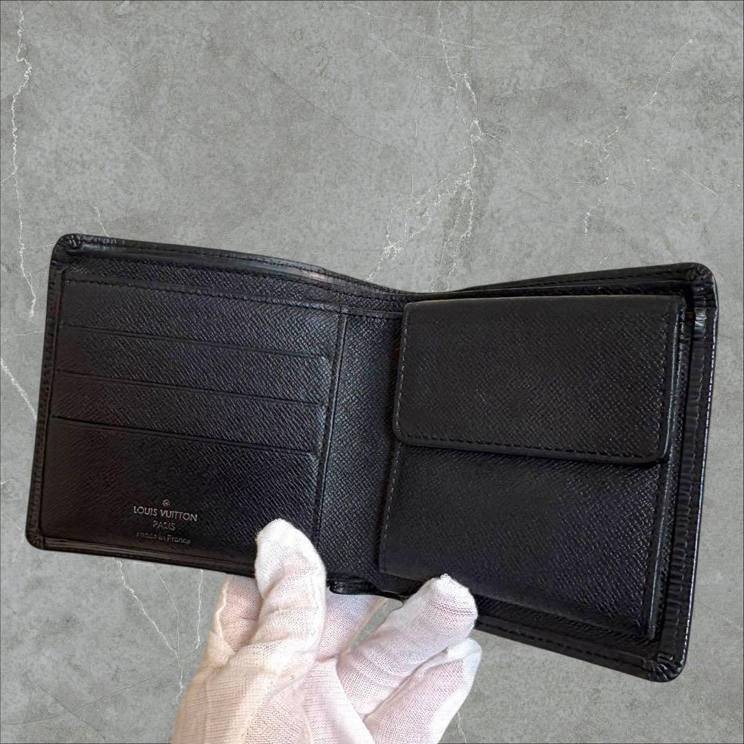 美品✨ ルイヴィトン ポルトフォイユマルコ エピ ブラック 折り財布