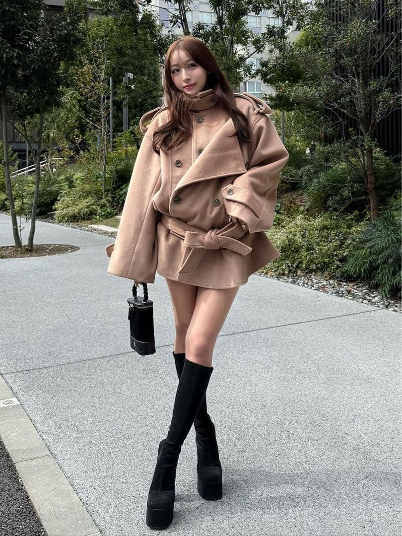 新品タグ付 ダーリッチ キャメル フリー ドロップショルダージャケット