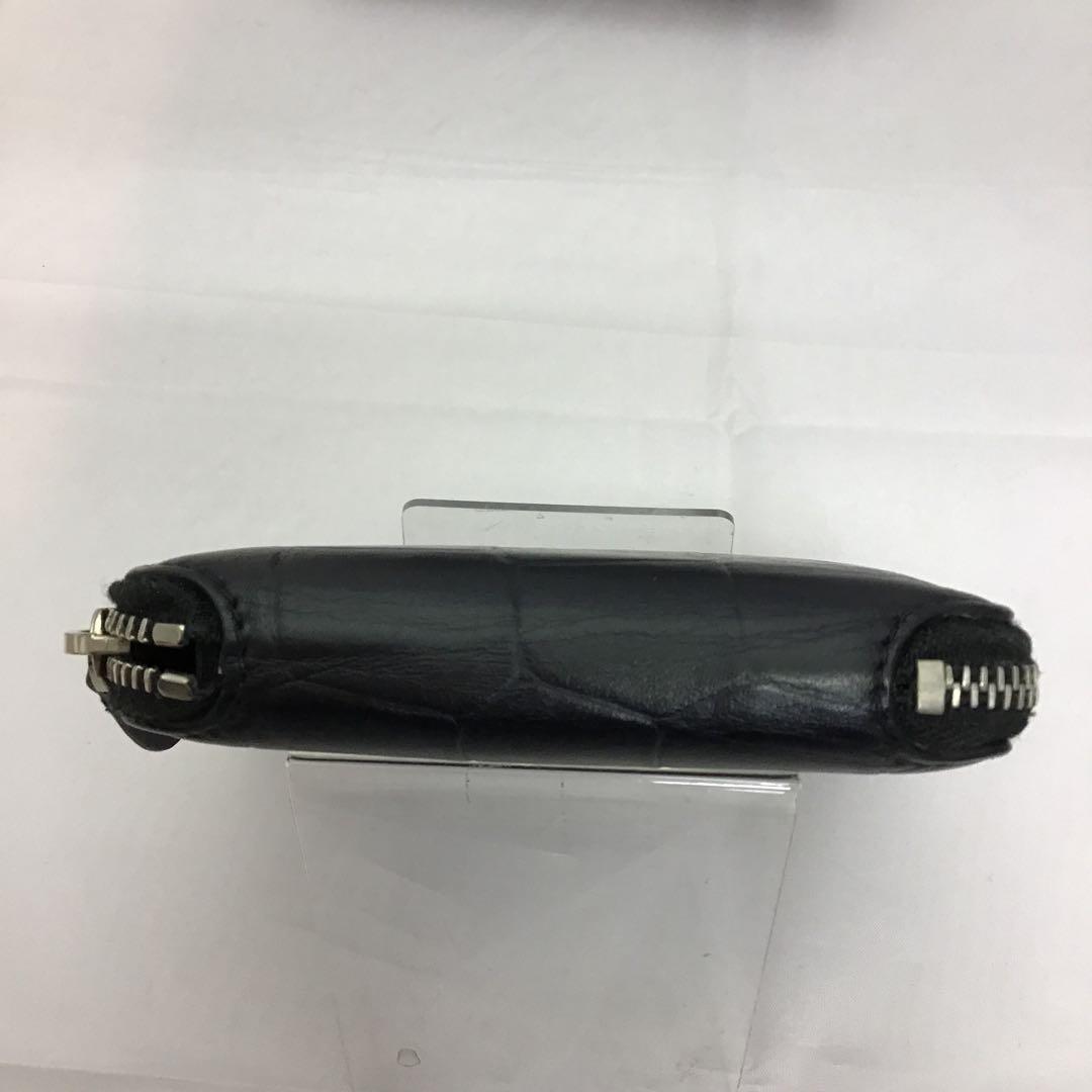 バレンシアガ レザークロコ型押し ラウンドファスナー財布 580838