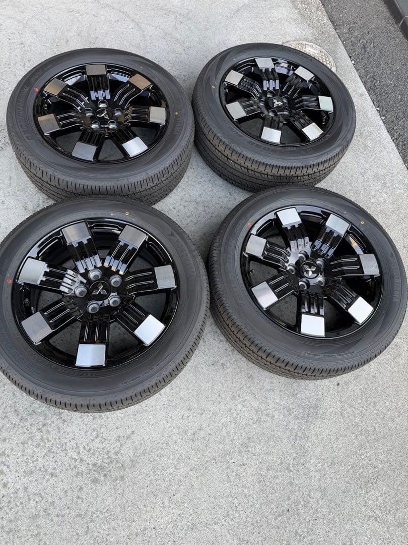 新車外しデリカD5 18インチ ブラックシルバー ホイールセット 4本 2024年製 新車外し】ミツビシ デリカD:5 シャモニー 純正 18in 7J +38
