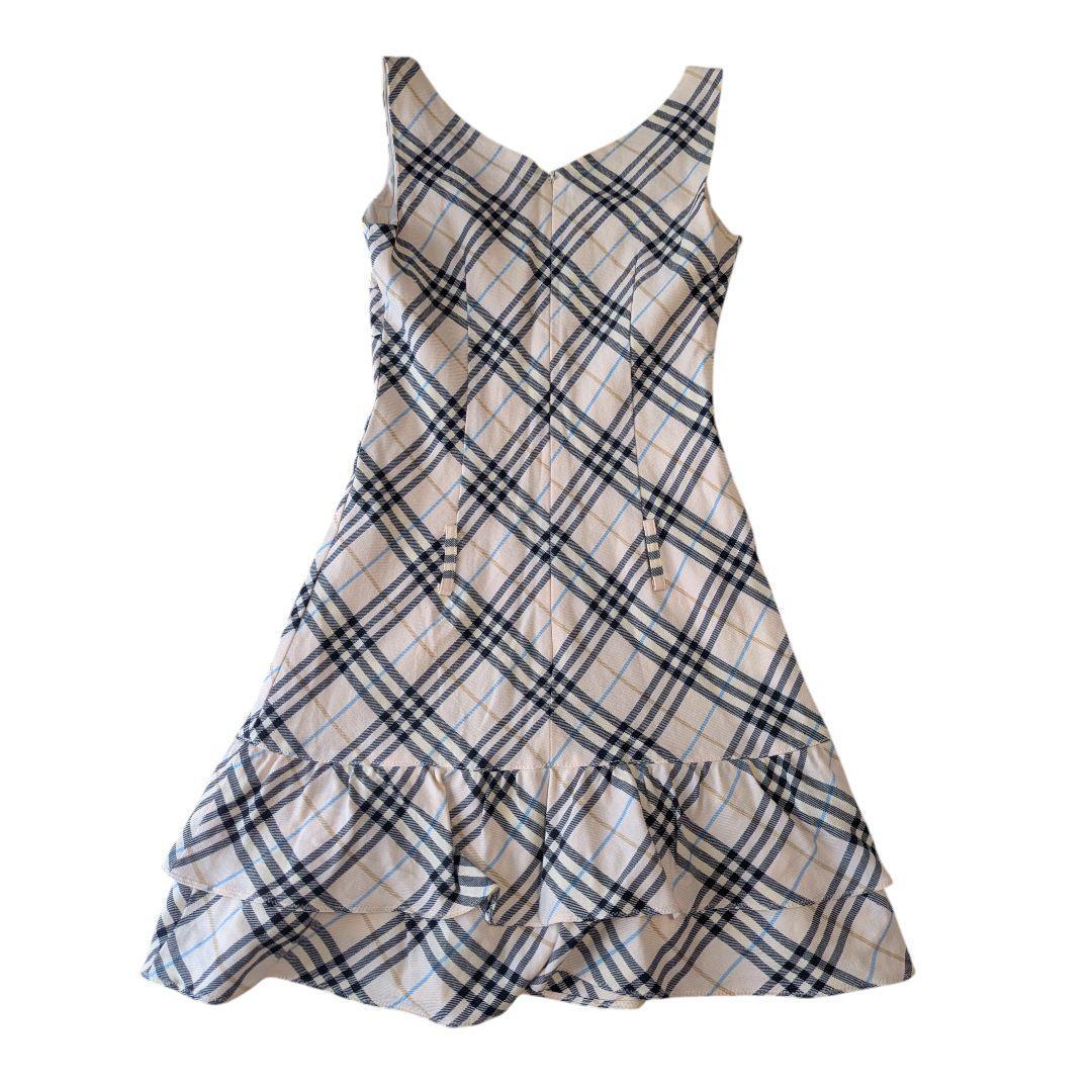 美品 バーバリーブルーレーベル ワンピース ノバチェック フリル 38