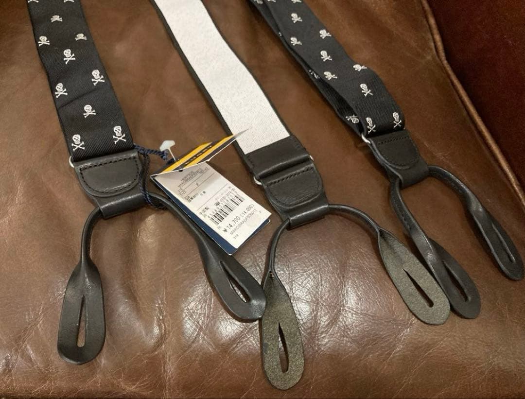 未使用タグ付 スカル柄サスペンダー ラルフローレン ポロ ラグビー