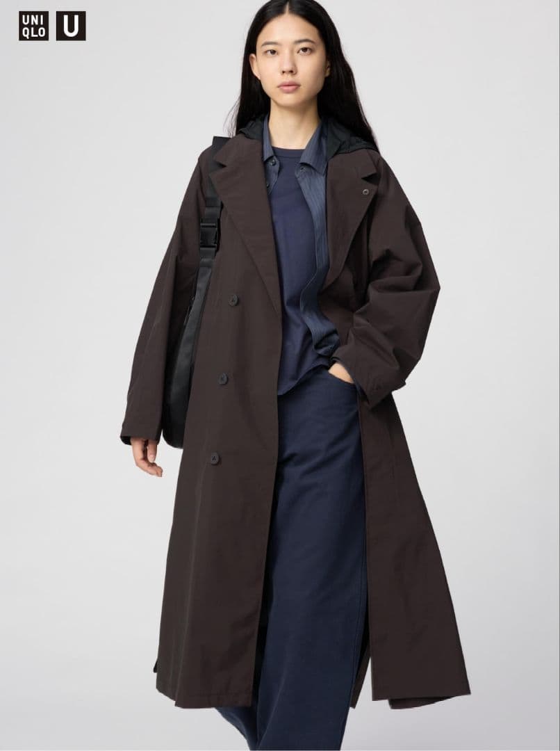 UNIQLOU ステンカラーロングコート XL ブラウン - メルカリ