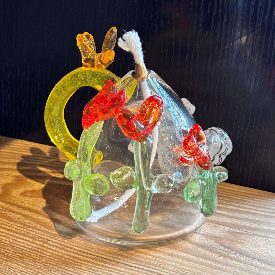 新品未使用】リスとチューリップのガラスオイルランプ（キッタヨーコ