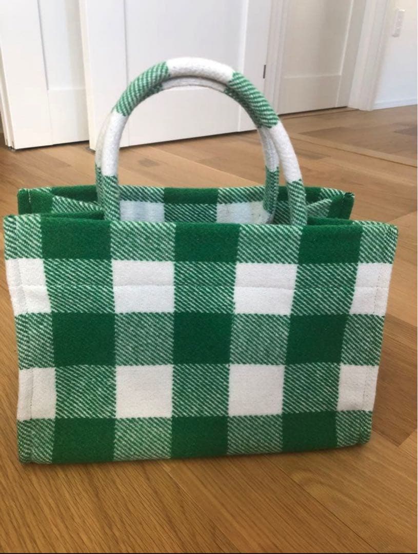 ツルバイマリコオイカワ Aimee チェックトートバッグ 新品 グリーン色