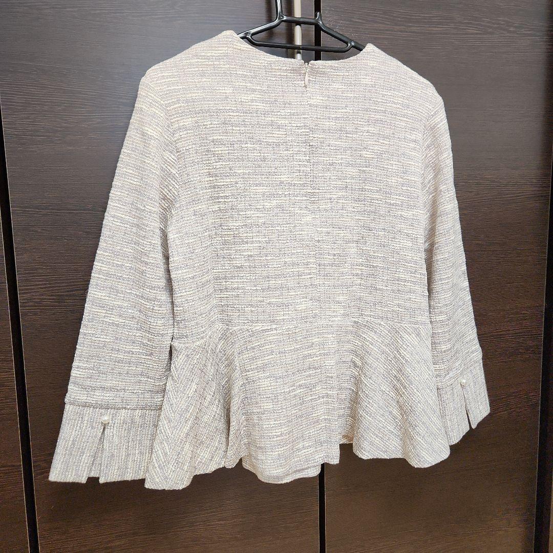 美品】SHIPS シップス〈手洗い可能〉ツイードペプラムプルオーバー