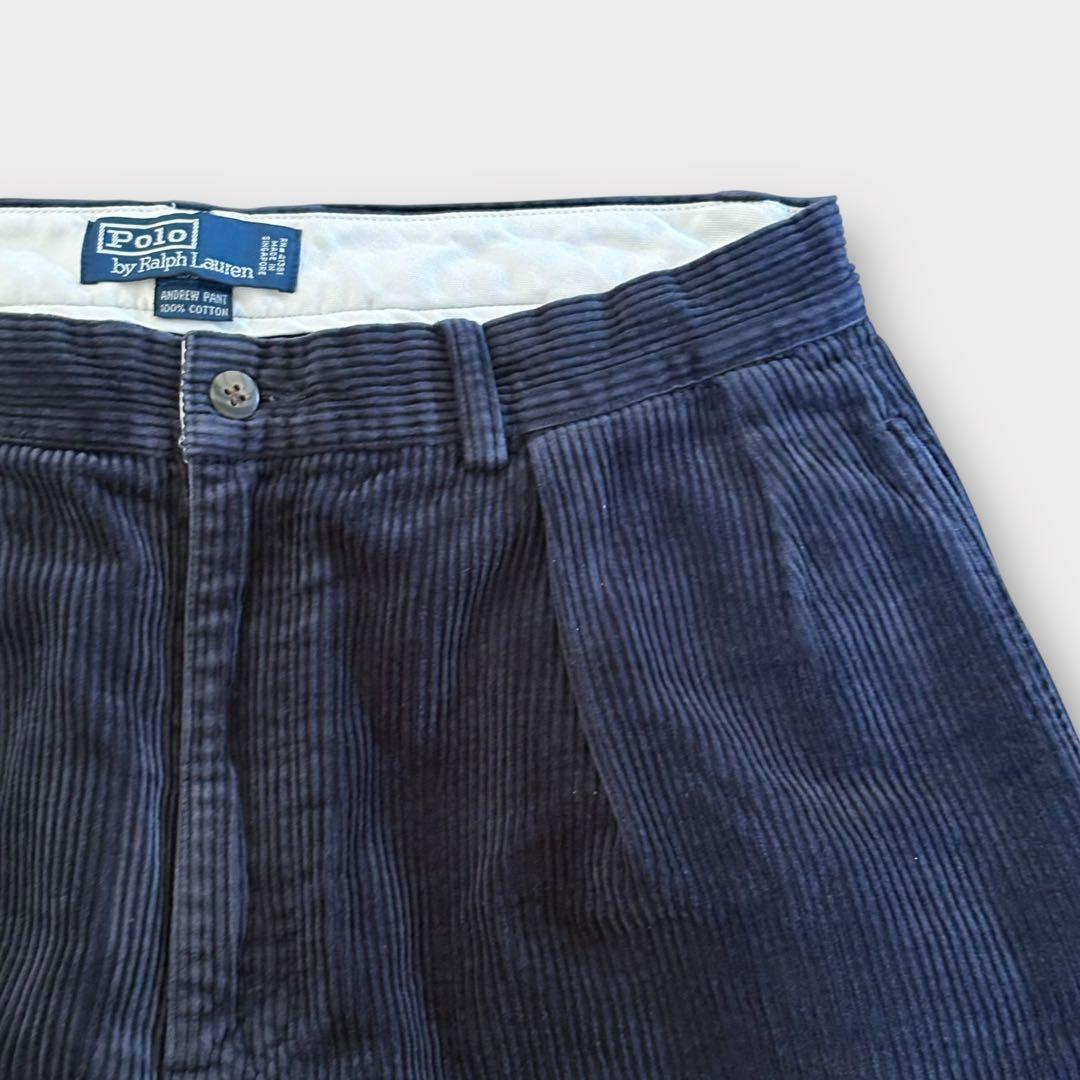 ポロラルフローレンコーデュロイパンツ アンドリュー ツータック ネイビー33 ポロ ラルフローレン ANDREW PANT ツータック 太畝 コーデュロイパンツ