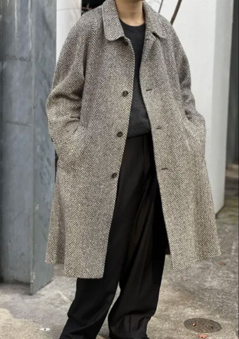 80s JIMMY HOURIHAN Tweed Long Coat - メルカリ