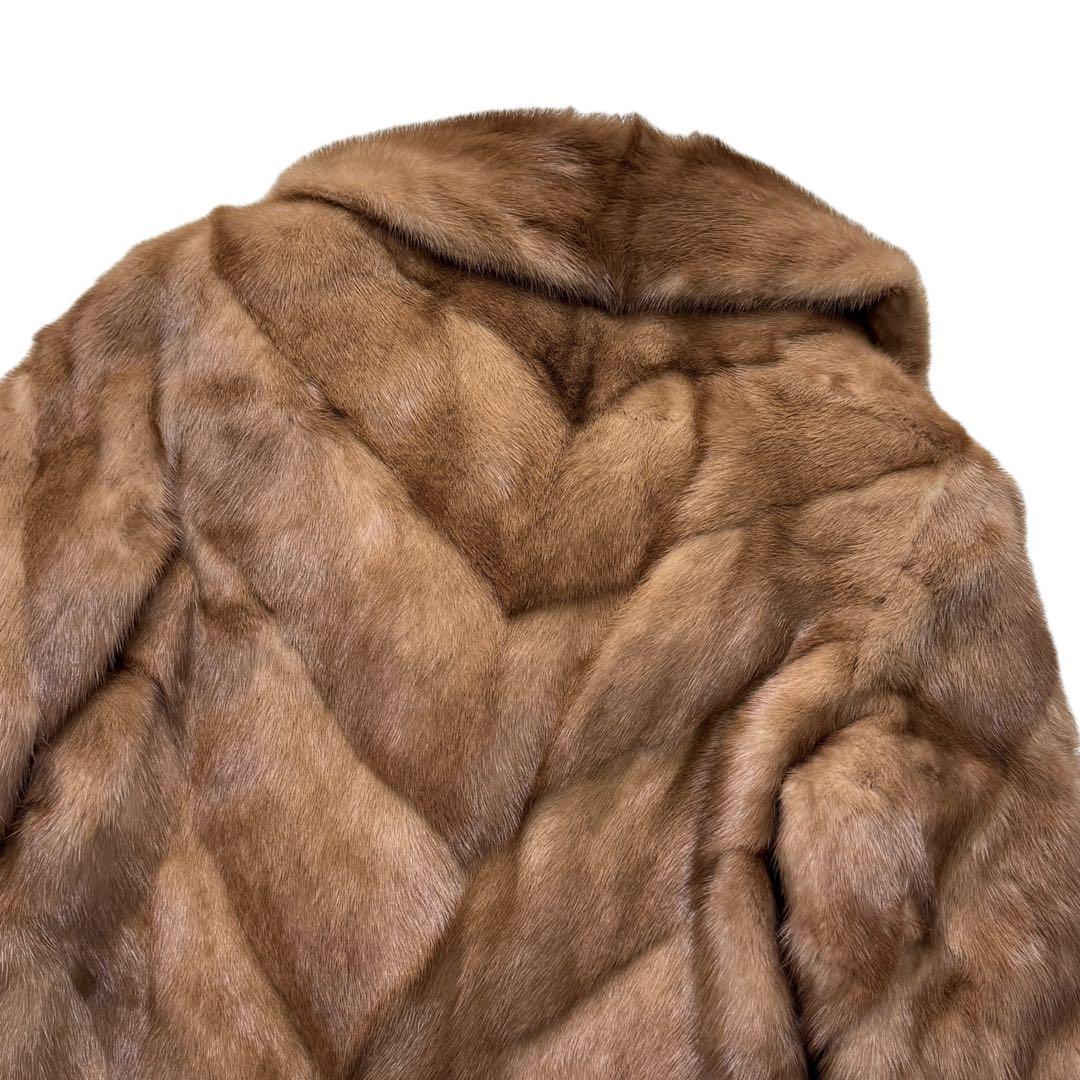 デミバフミンク リアルファーコート Lサイズ相当 横段デザイン 総丈