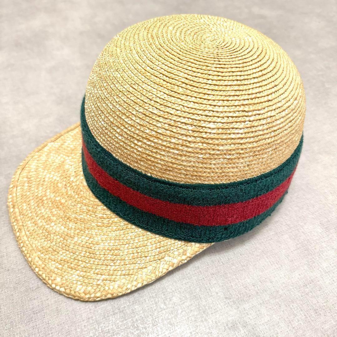 【 美品 】 GUCCI グッチ 麦わら キャップ 帽子 ハット L GUCCI（グッチ） キャップ メンズ レディース ブルー 656206 4HAC3