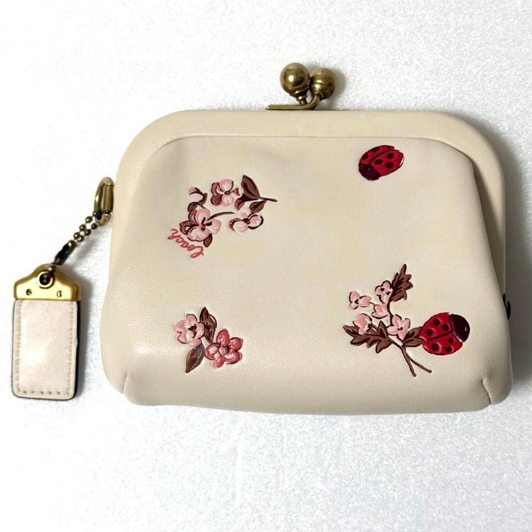 COACH コーチ ノラキスロック がま口財布 レディバグ てんとう虫 日本