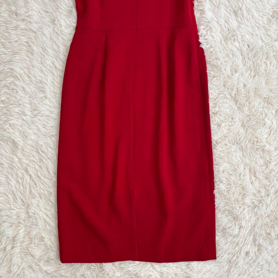 美品】マックスマーラ ロングワンピース ノースリーブ 赤 ウール