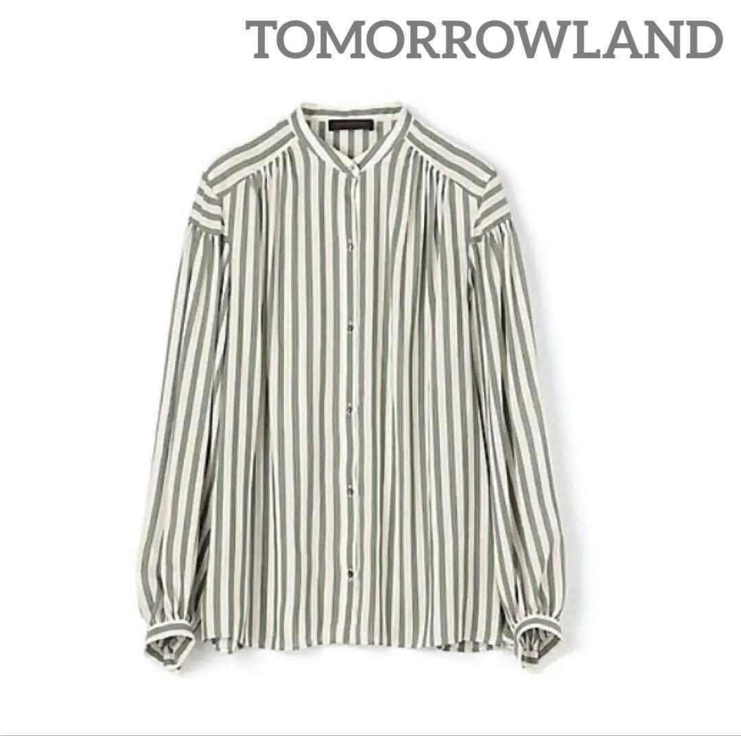 トゥモローランド トラックストライプ スタンドカラーブラウス 36