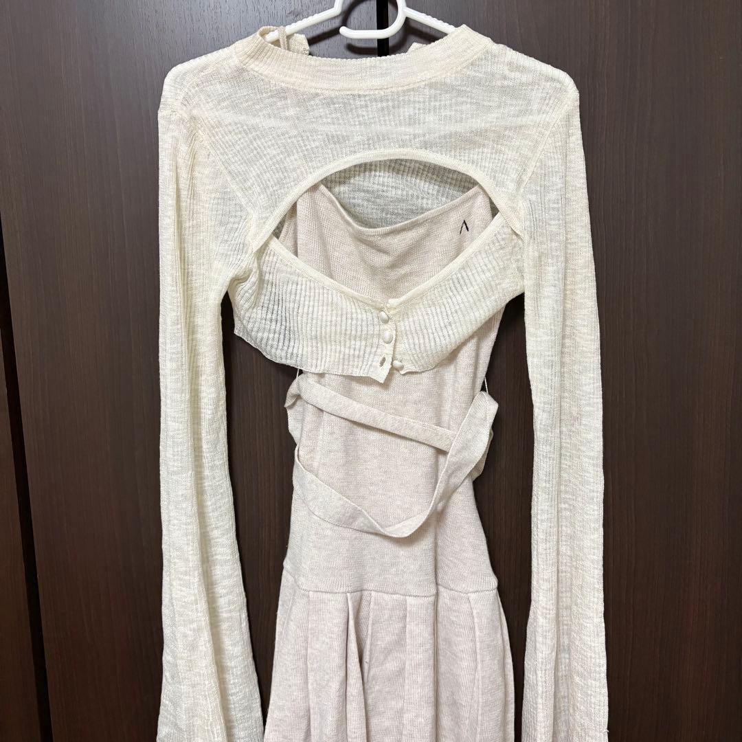 And mary Mimi ribbon mini dress beige - メルカリ