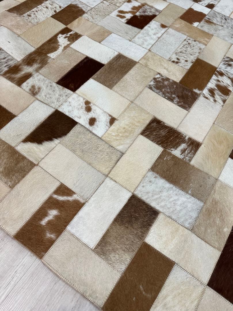 東京都内23区配送無料】定価8万円 牛革 ラグ カーペット パッチワーク