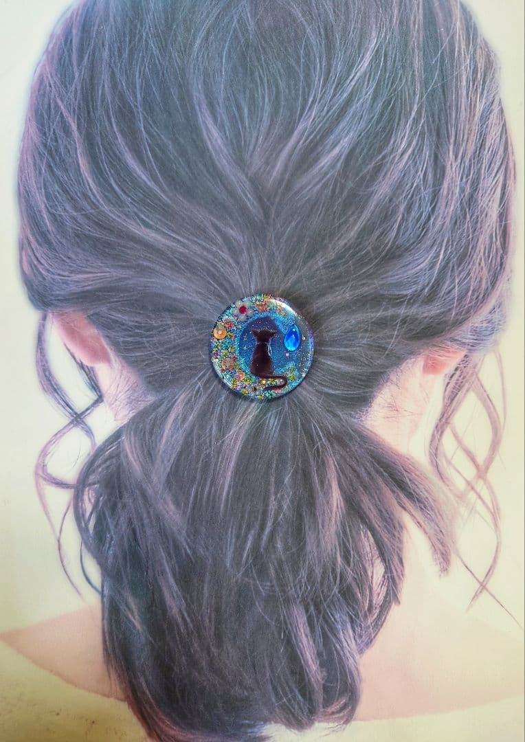 レジン 猫 ヘアゴム ブローチ ポニーフック No.535 - メルカリ