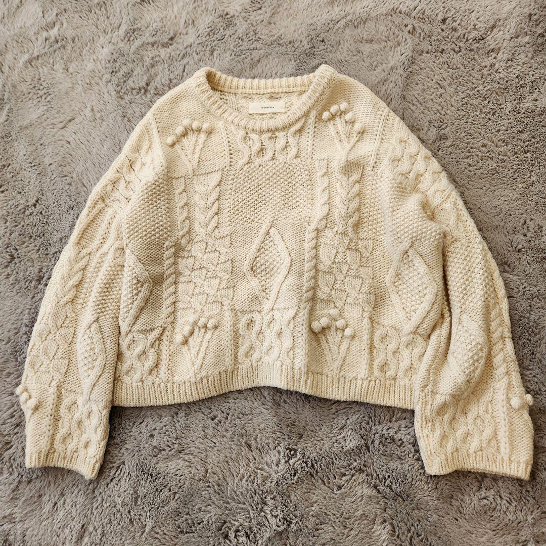 トゥデイフル ケーブル pattern hand knit 白 ニット TODAYFUL（トゥデイフル）の「ケーブルハンドニット（ニット/セーター