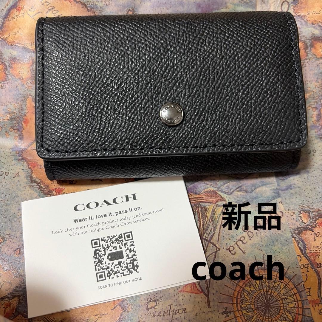新品未使用品 COACH ブラックレザー キーケース - メルカリ