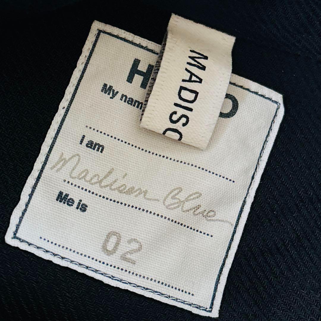 マディソンブルー ハイカラーマダムウールシャツ ブラック ウール B