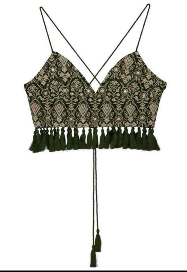 INDIA EMBROIDERY BUSTIER カーキameri