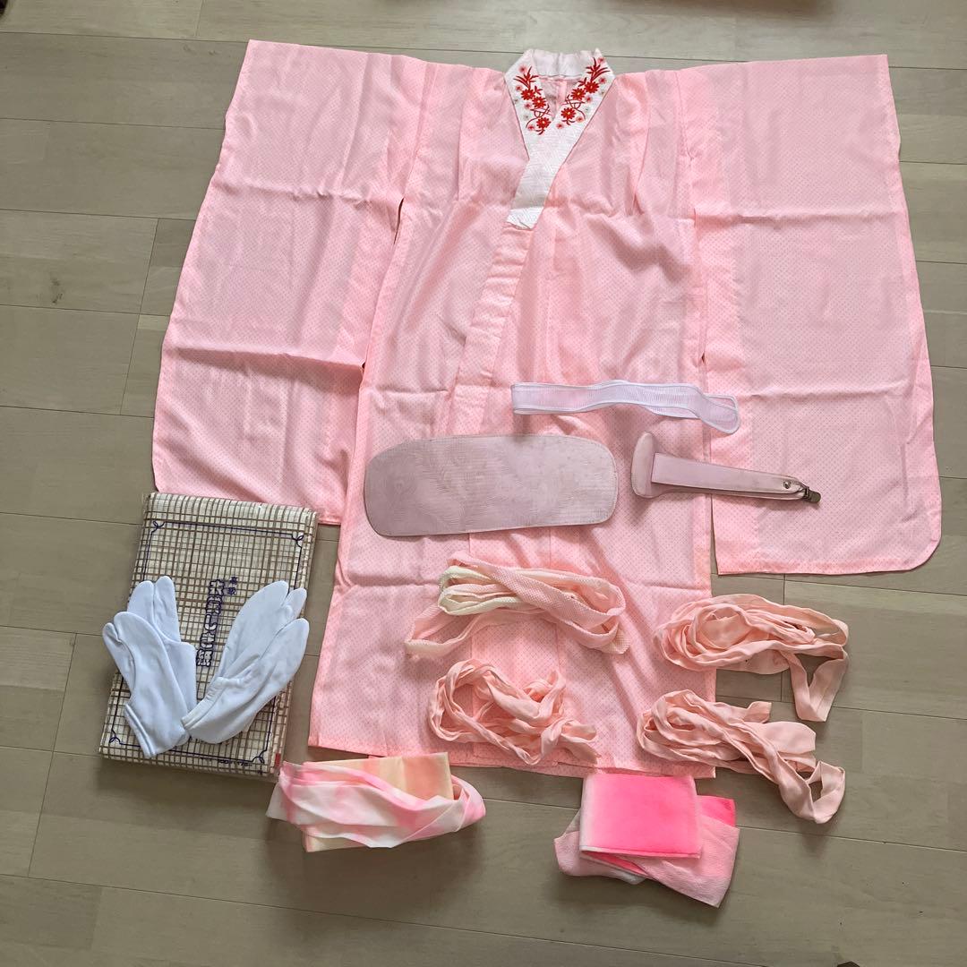 ☆底値！百貨店購入7歳七五三フルセット青花柄 着物長襦袢紐小物和装