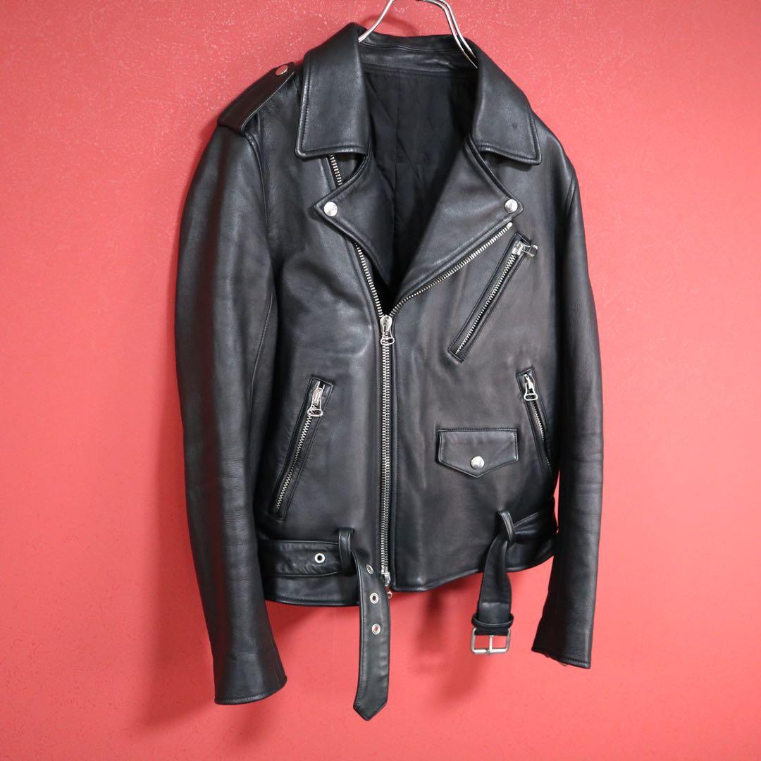 極美品】LITHIUM HOMME ラムレザー ダブル ライダースジャケット