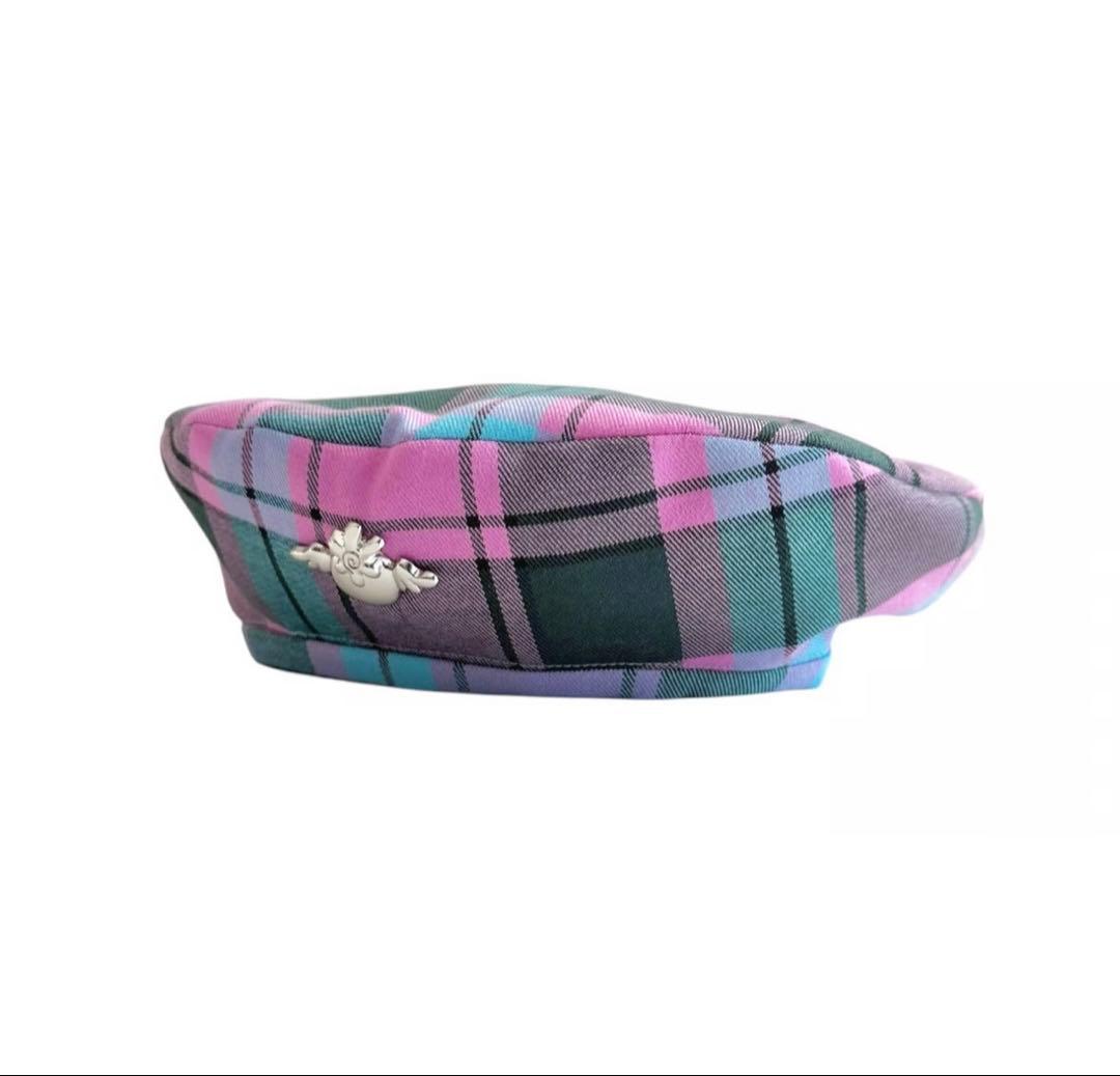 ハッピーベリー heihei ヘイヘイ チェック柄ベレー帽 ピンク コラボ