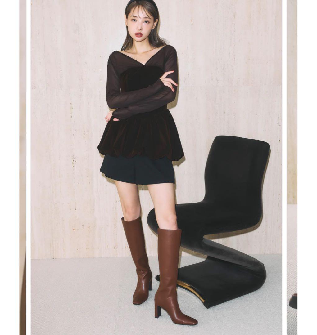 polaura ポローラ ロゴジップスクエアトゥロングブーツ - メルカリ